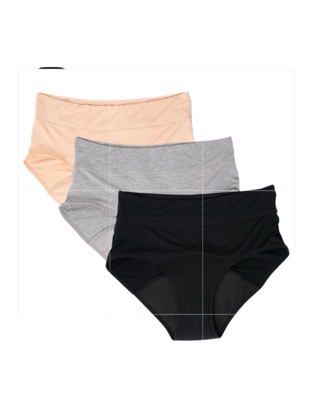 Evella Leakproof Washable Underwear 3-Pack Briefs [Peach Grey Black Size 2XL NEW